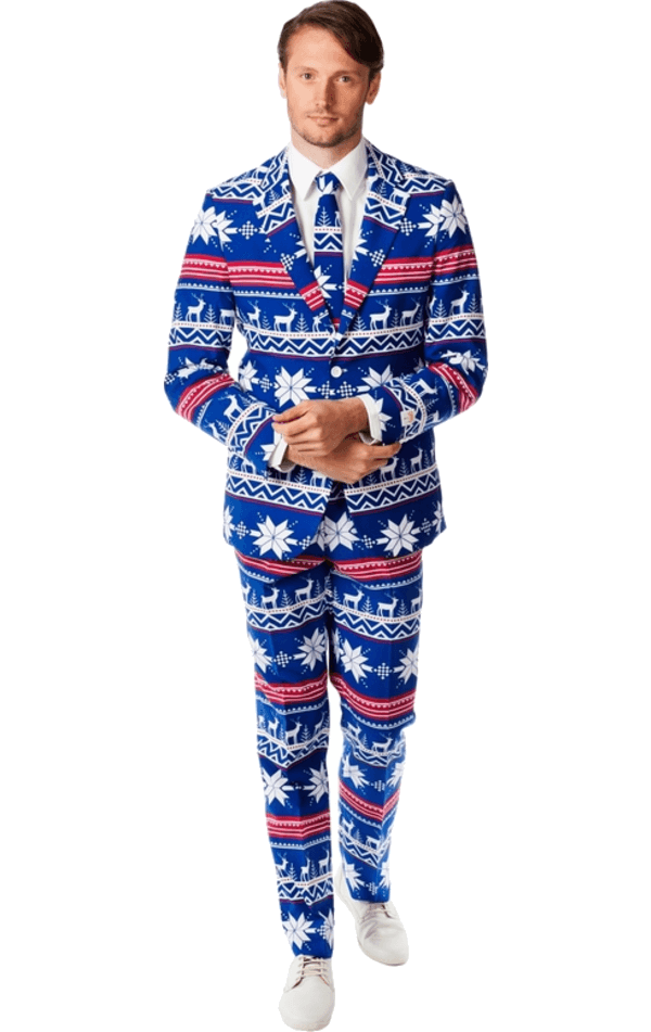 OppoSuits Mens Rudolph Print Christmas Suit