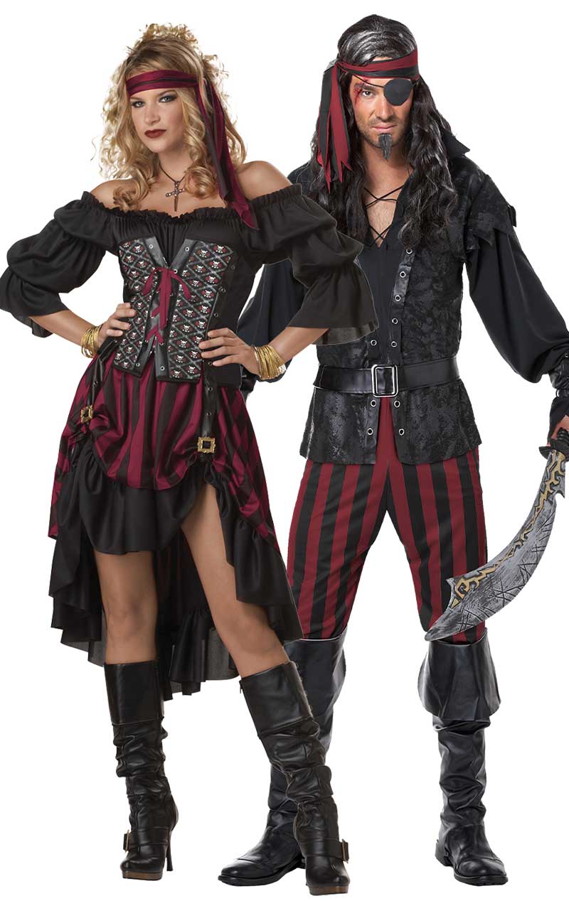 Ruthless Rogue Pirate & Seven Seas Pirate Couples Costume - Fancydress.com