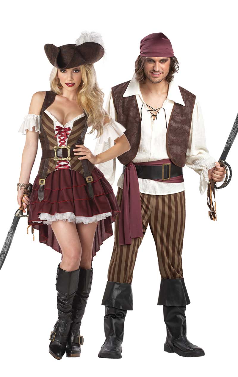 Swashbucker Pirate & Rogue Pirate Couples Costume - Fancydress.com