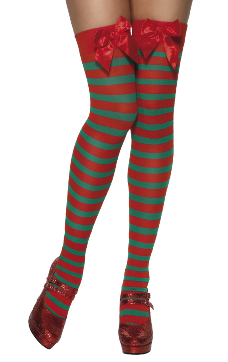 Striped Elf Thigh High Stockings