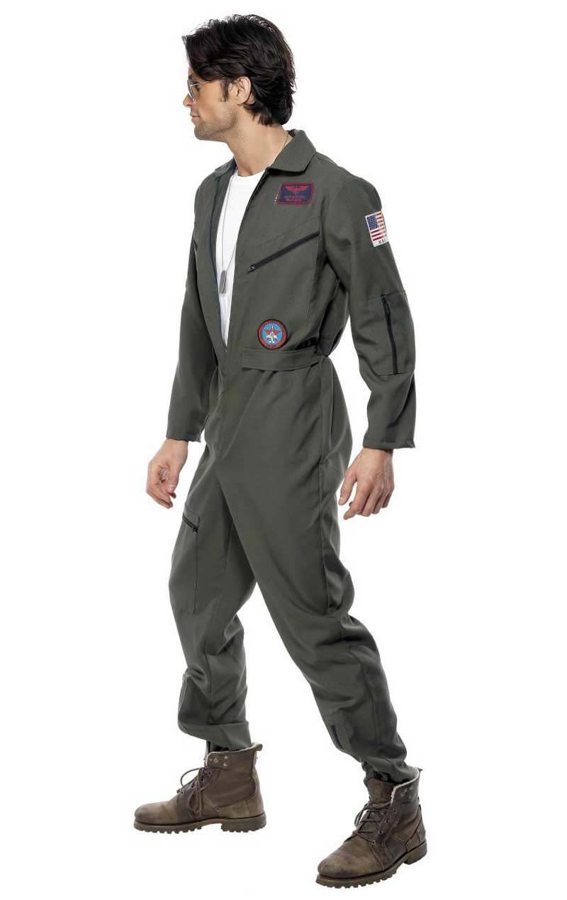 Mens Top Gun Pilot Jumpsuit Costume