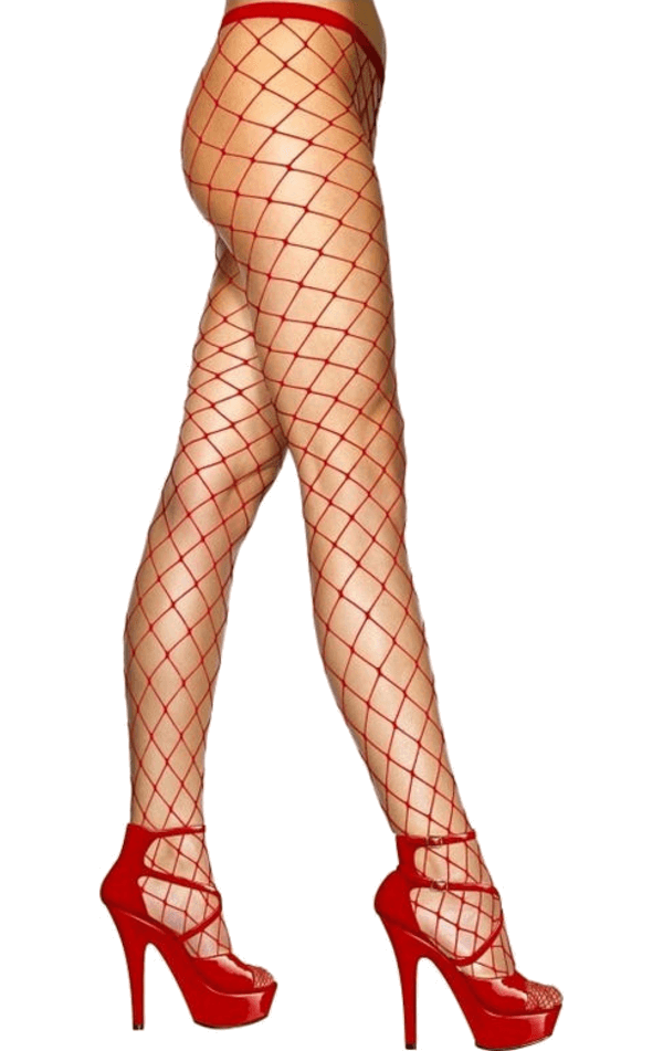 Red Oversized Fishnet Tights