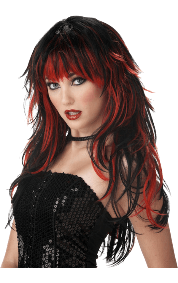 Tempting Layered Black & Red Wig