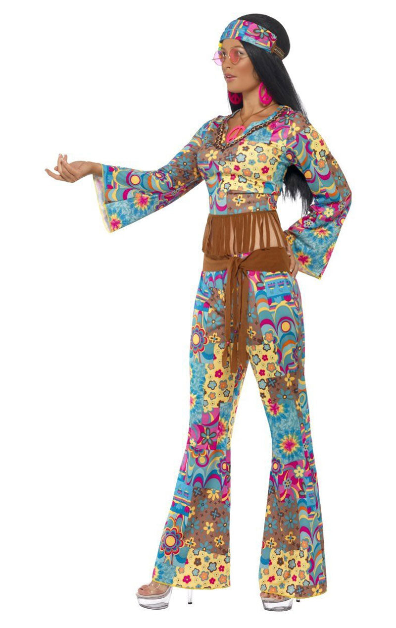Womens 60s Flower Hippie Costume