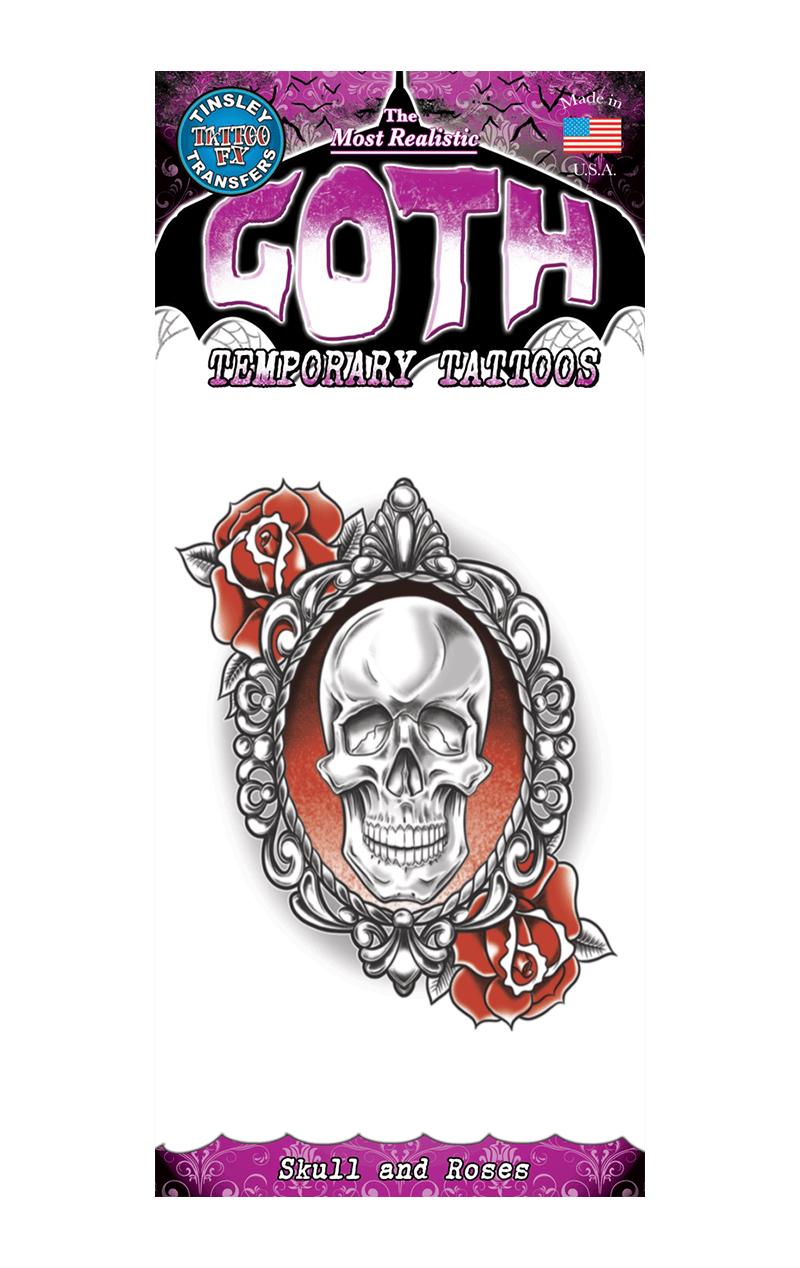 Skull and Roses Goth Tattoo Accessory