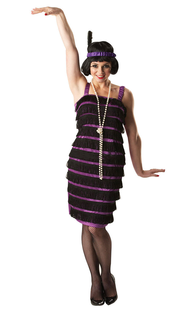 Womens 1920s Purple & Black Flapper Costume