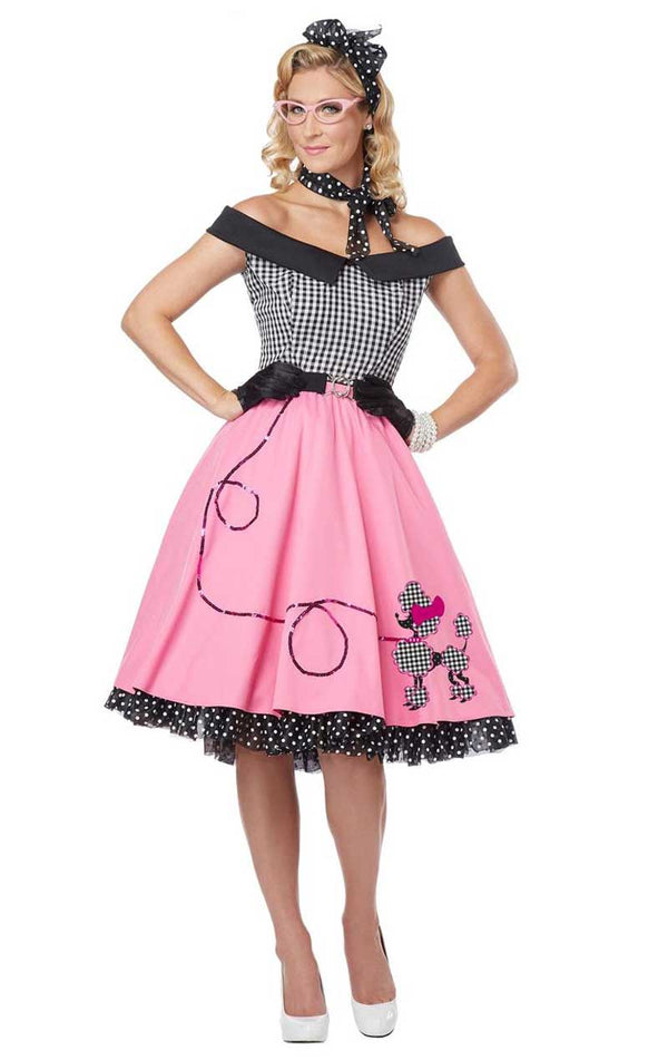 50s Rockabilly Rizzo Costume Ladies black red
