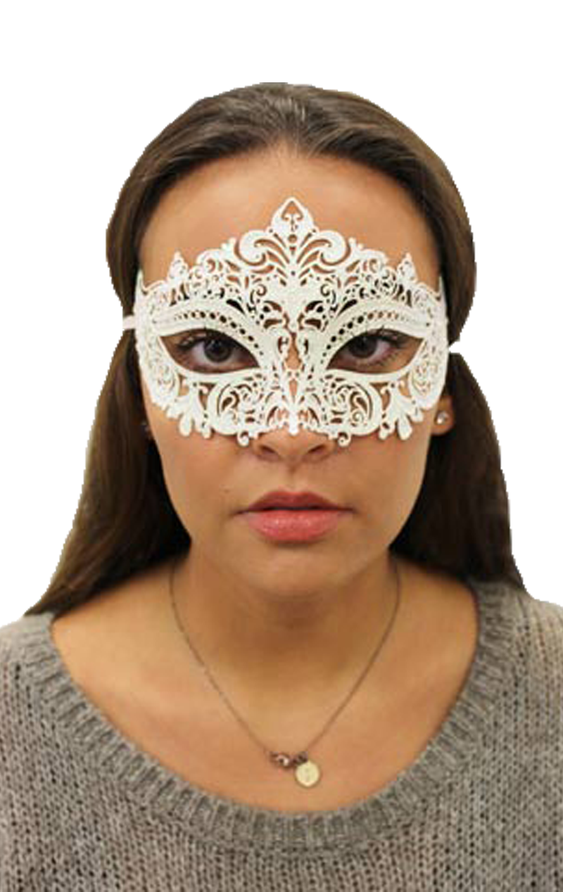White Metal Masquerade Facepiece Accessory