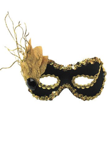 Black and Gold Masquerade Facepiece - Fancydress.com