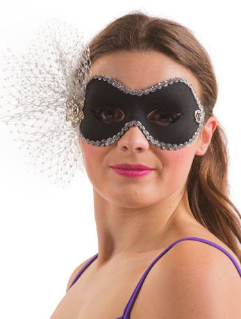 Black and Silver Masquerade Facepiece - Fancydress.com