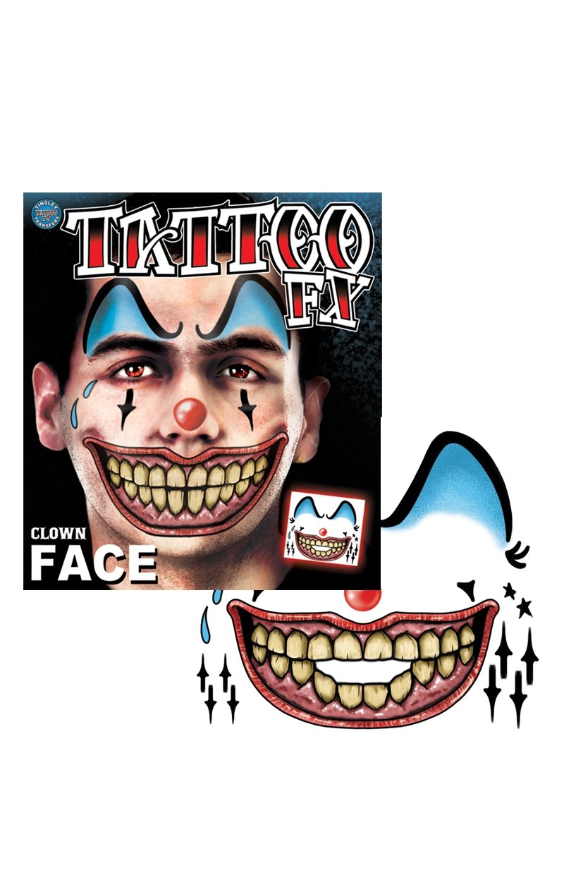 Clown Face Tattoo Accessory - Fancydress.com