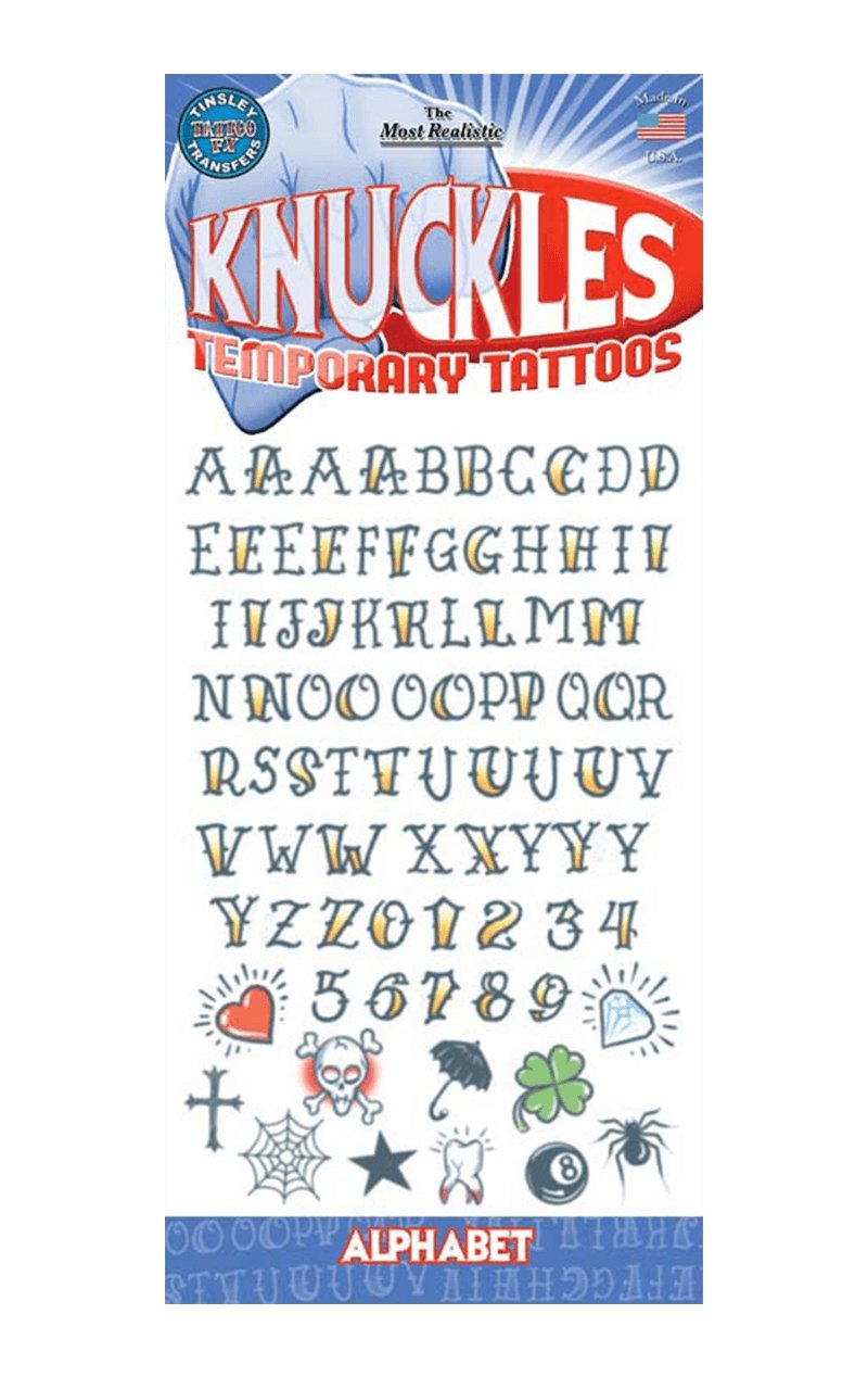 Knuckles Tattoo Set Accessory - Fancydress.com