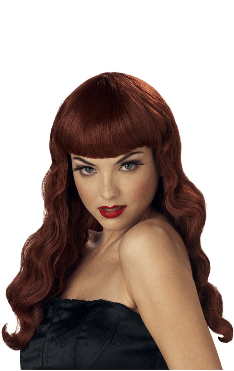 Pin Up Girl Long Red Wig - Fancydress.com