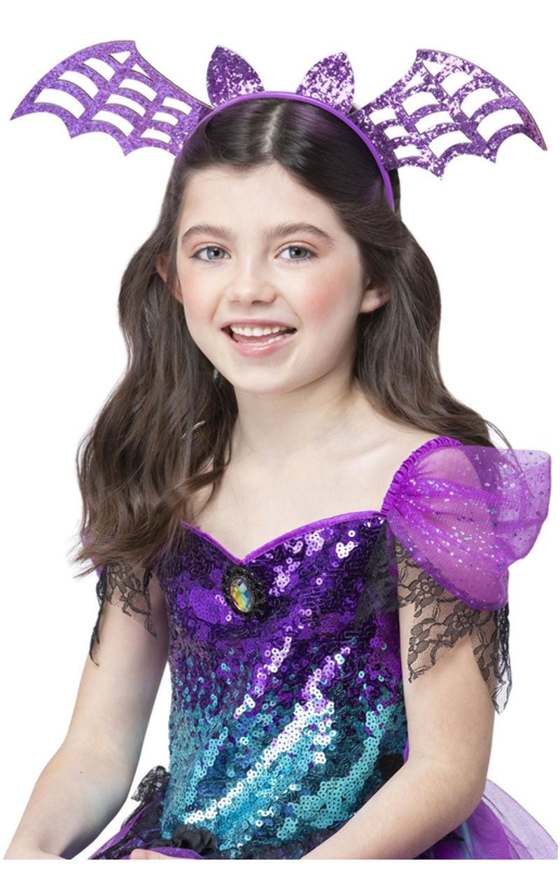 Purple Glitter Bat Headband - Fancydress.com