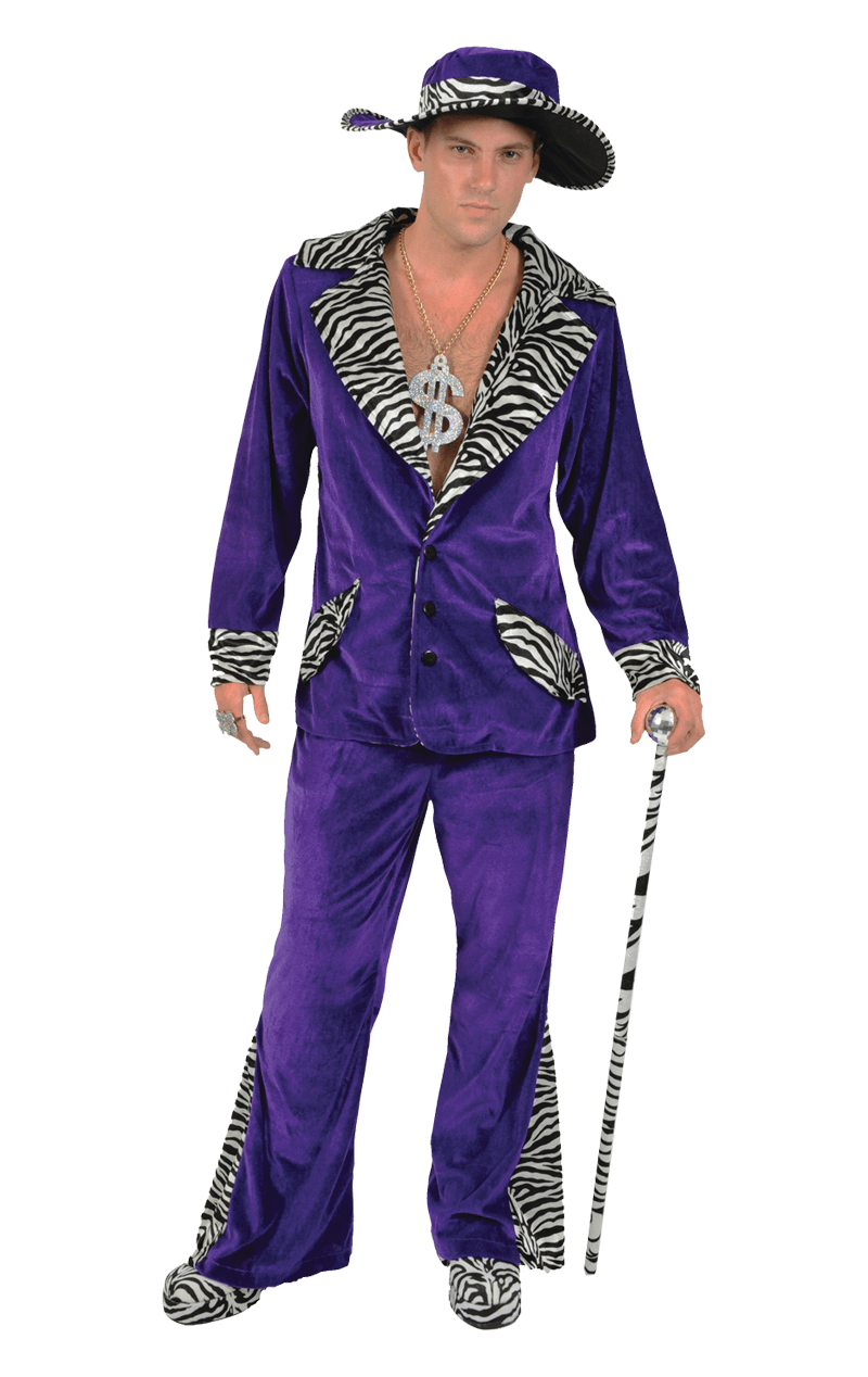 Adult Purple Pimp Costume  Veste violet, Imprimés zèbre, Deguisement