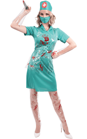 Frauen blutige Horrorkrankenschwester Kostüm