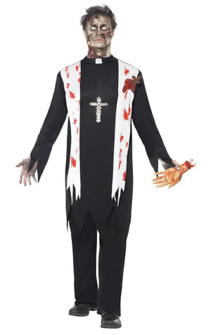 Herren Zombie -Priesterkostüm