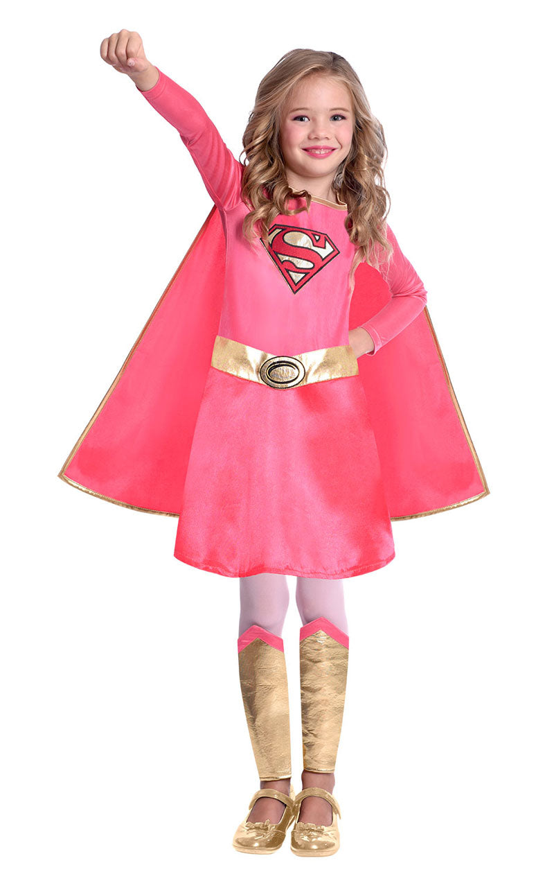 Kinderkinder rosa Supergirl -Kostüm