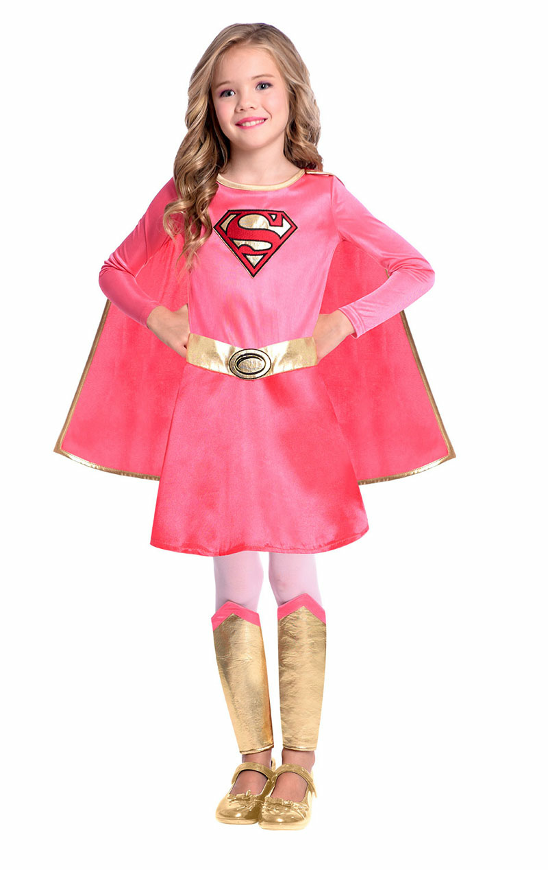 Kinderkinder rosa Supergirl -Kostüm