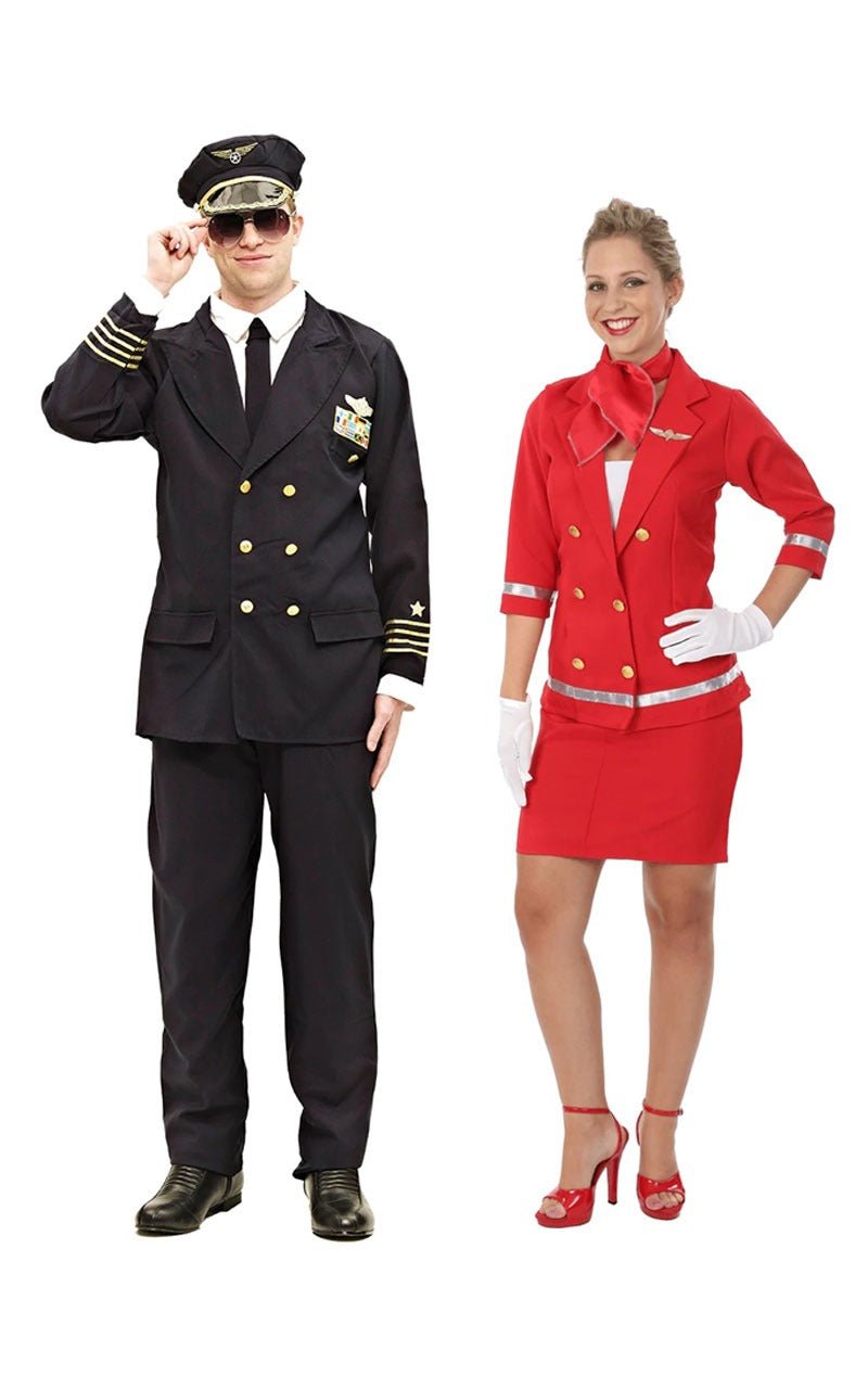 Air Hostess & Pilot Couples Costume - Fancydress.com