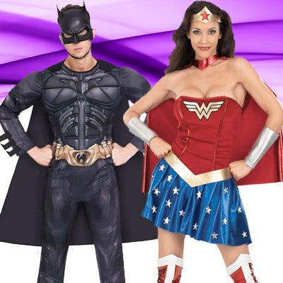 Couple's superhero costumes