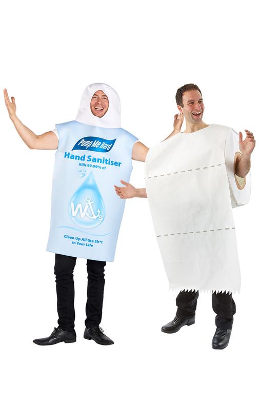 Hand Sanitiser & Toilet Roll Couples Costume - Fancydress.com