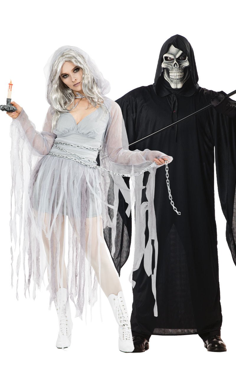 Haunting Spirit & Grim Reaper Couples Costume - Fancydress.com