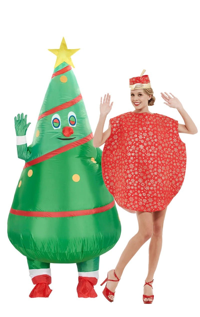 Inflatable Christmas Tree & Bauble Couples Costume - Fancydress.com