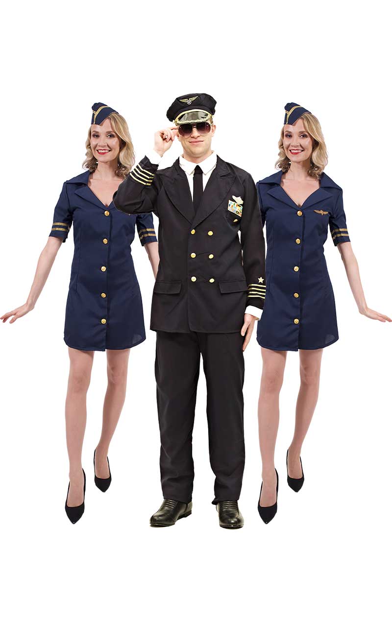Pilot & Air Hostess Group Costume - Fancydress.com