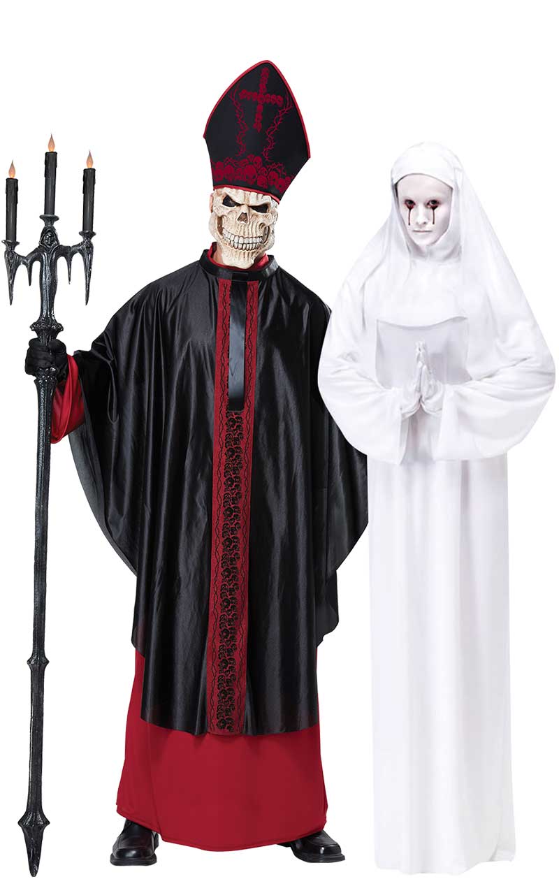 Scary Nun & Black Mass Couples Costume - Fancydress.com