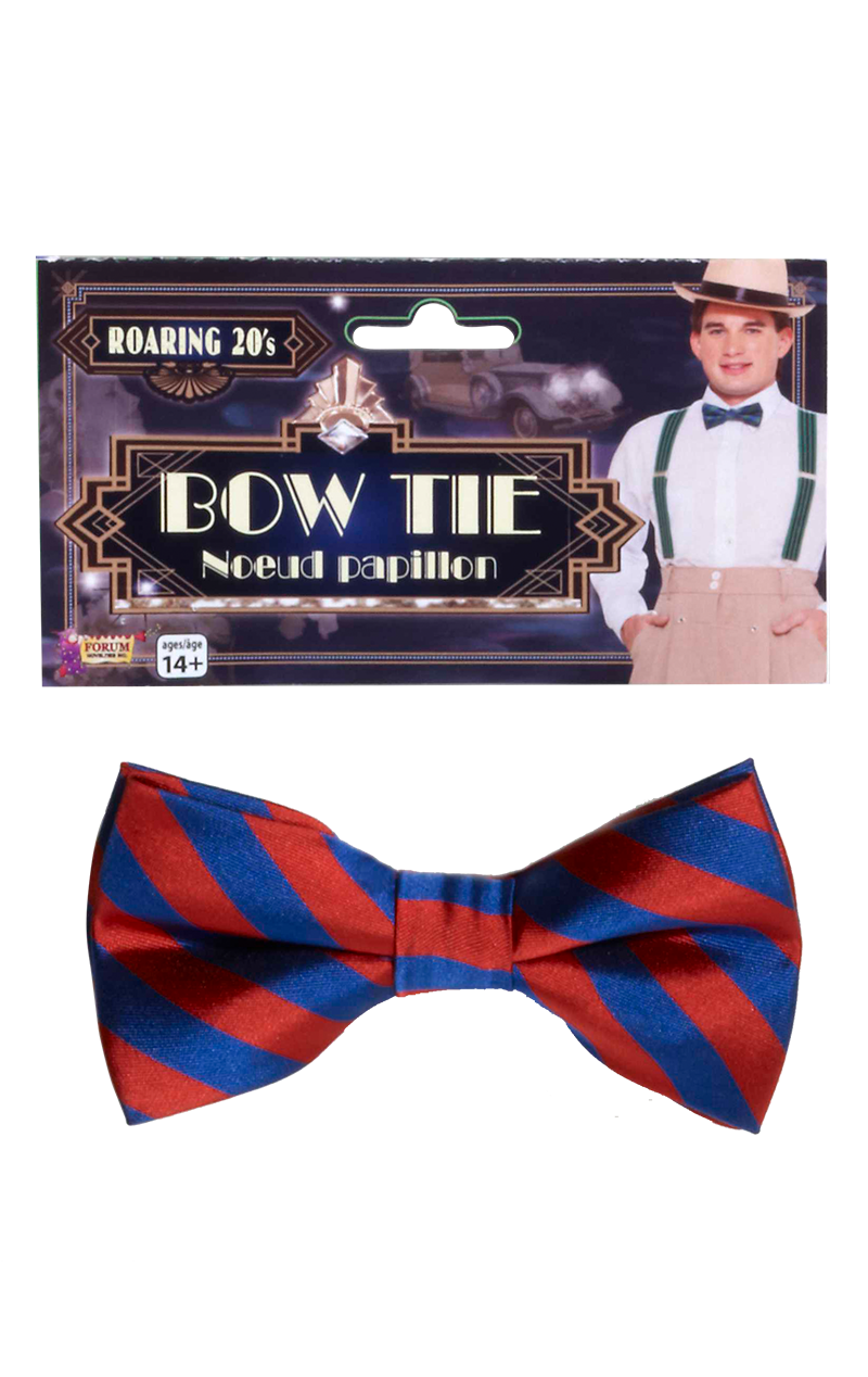 Red and Blue Striped Bow Tie Accessory