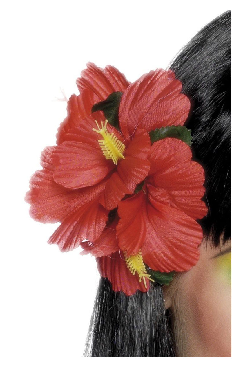 Accessoire pince à cheveux fleur rouge