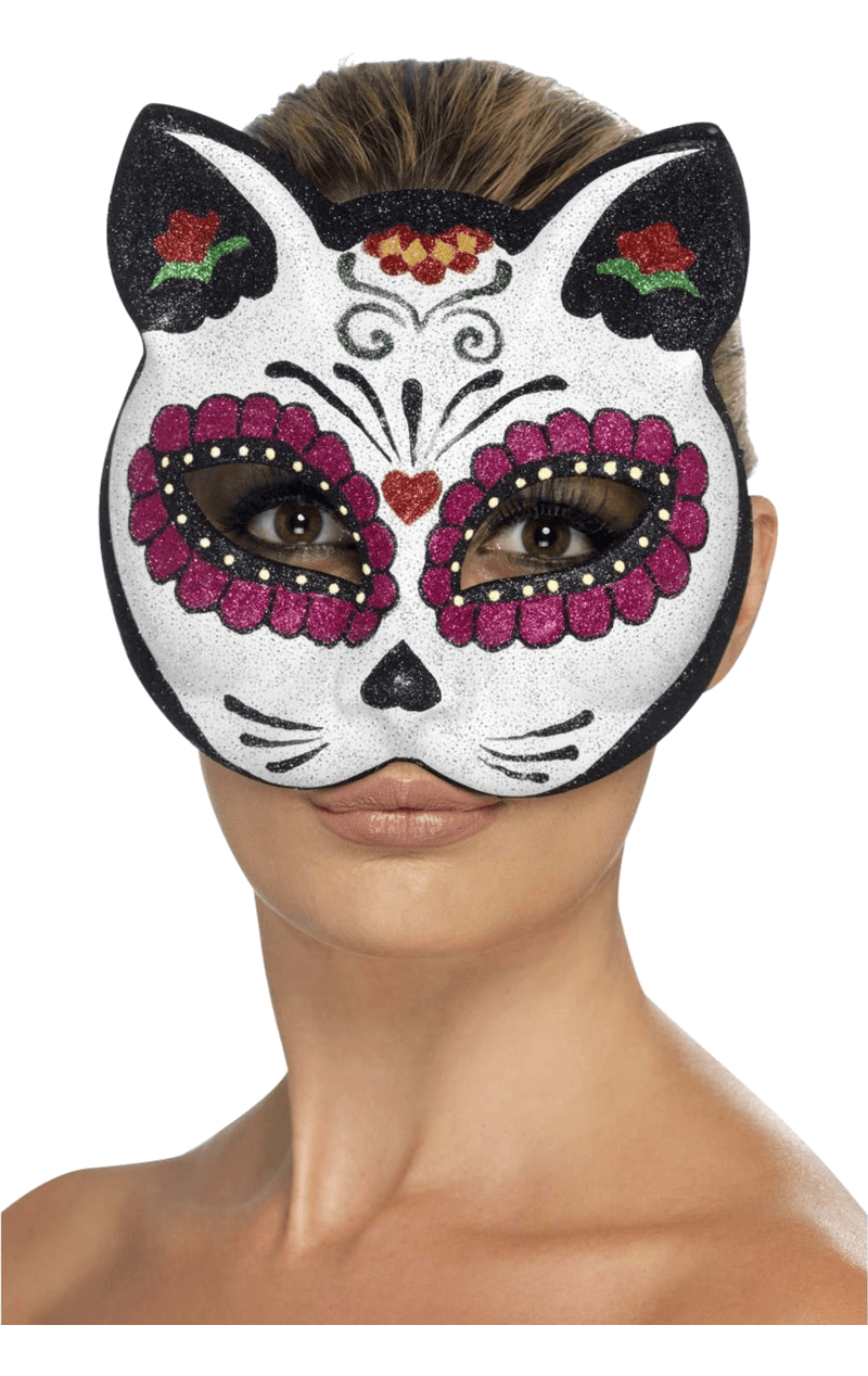 Accessoire de masque de chat de crâne de sucre