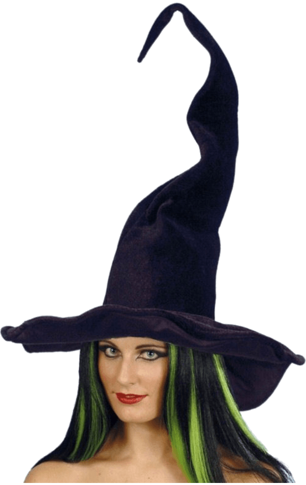 Chapeau de sorcière noir grand et torsadé
