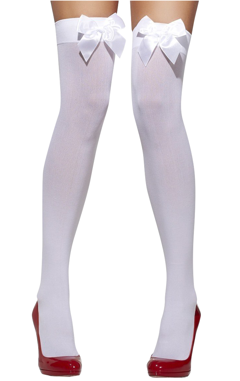 Thigh High White Bow Stockings