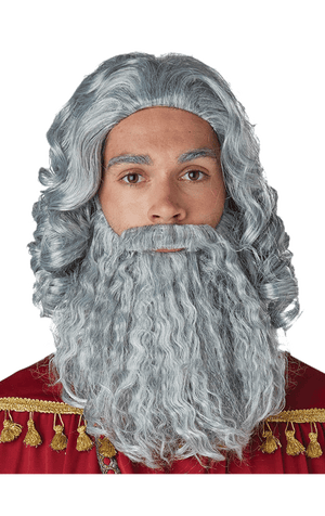 Ensemble perruque et barbe de roi biblique gris adulte