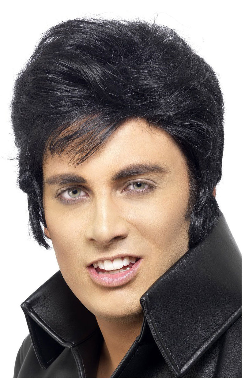 Schwarze Elvis -Perücke