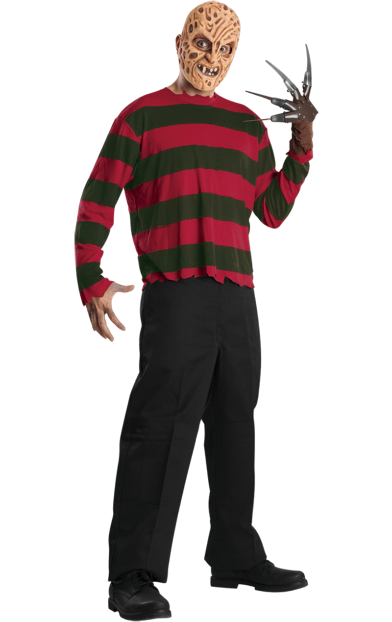 Mens Freddy Krueger Shirt With Facepiece Costume