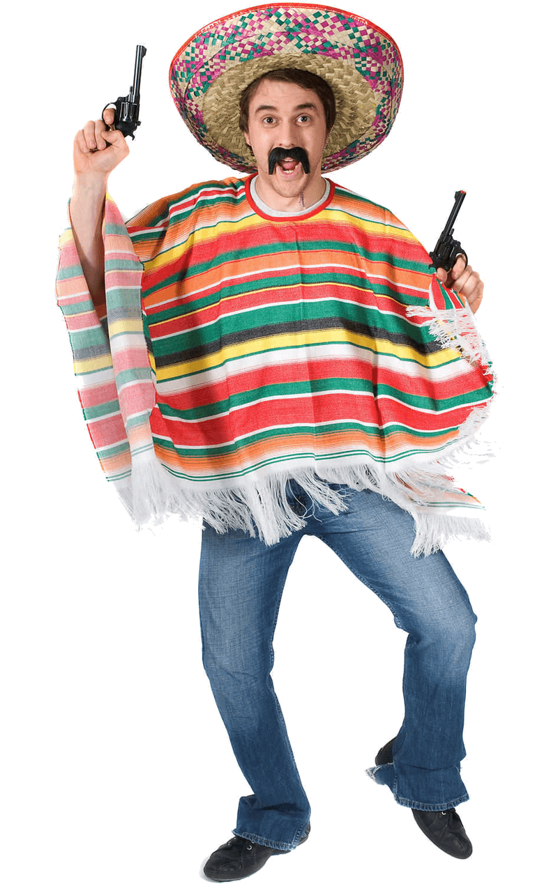 Poncho arc-en-ciel mexicain adulte