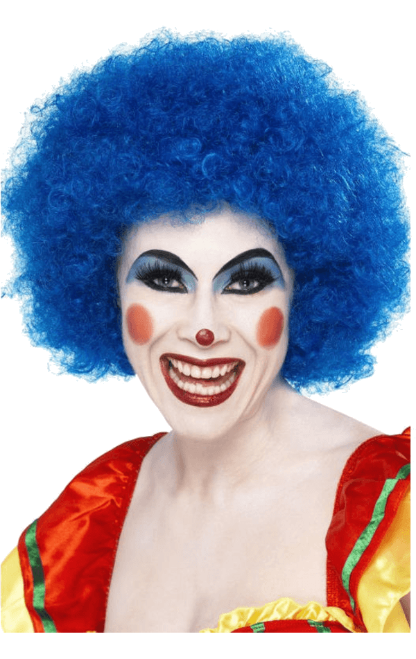Perruque afro de clown bleu