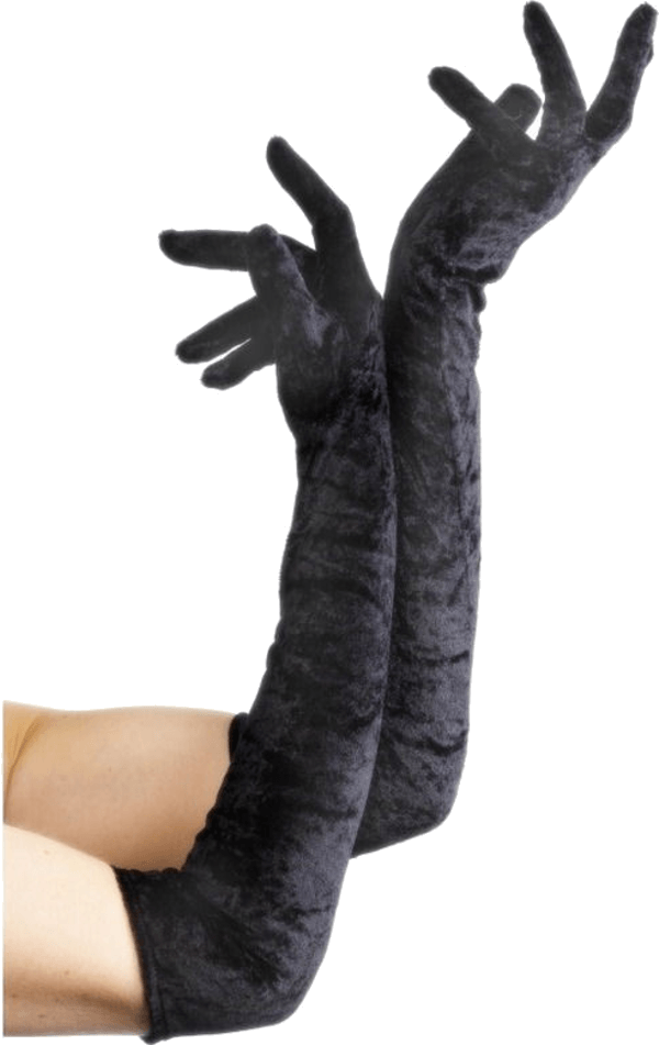 Long Black Velvet Gloves