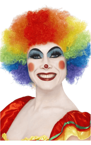 Regenbogen -Clown -Afro -Perücke