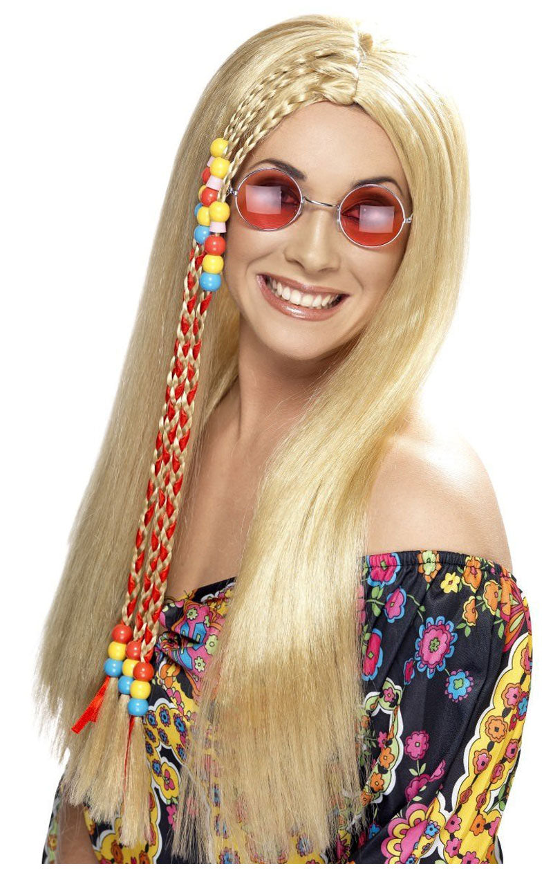 Perruque longue blonde hippie