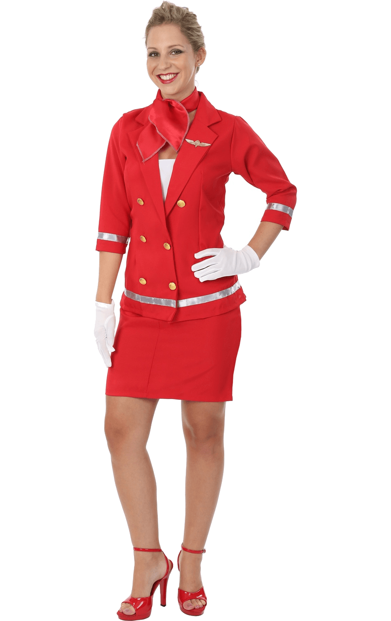 Damen Red Air Hostess Kostüm
