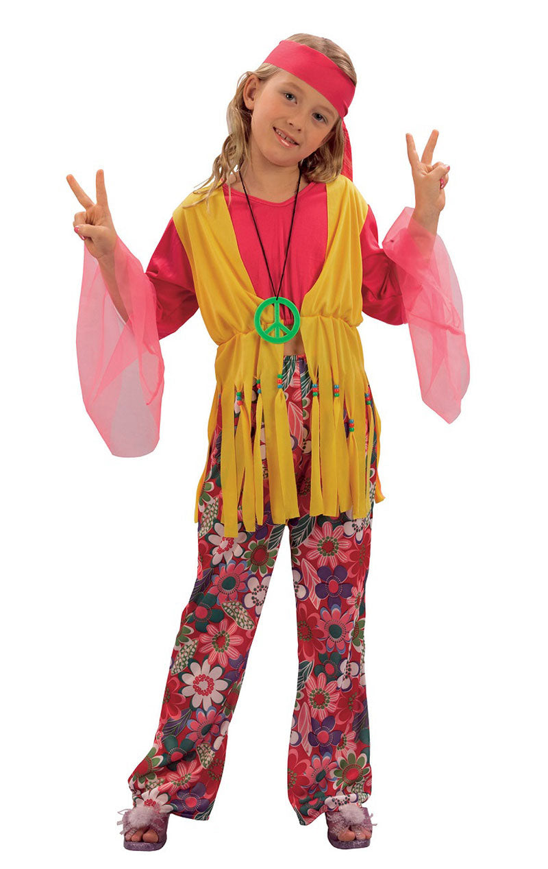 Kinder 60er Jahre Hippy Girl Kostüm