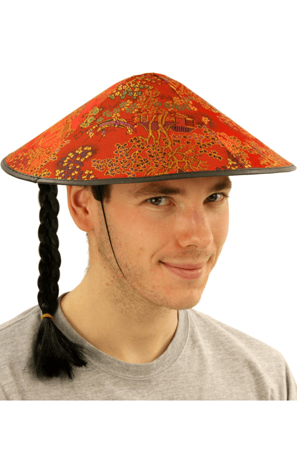 Chapeau et tresse de coolie chinois