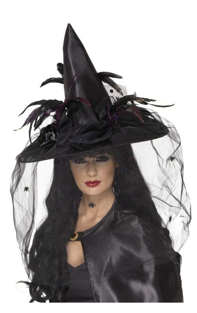 Chapeau de sorcière Black Magic avec voile