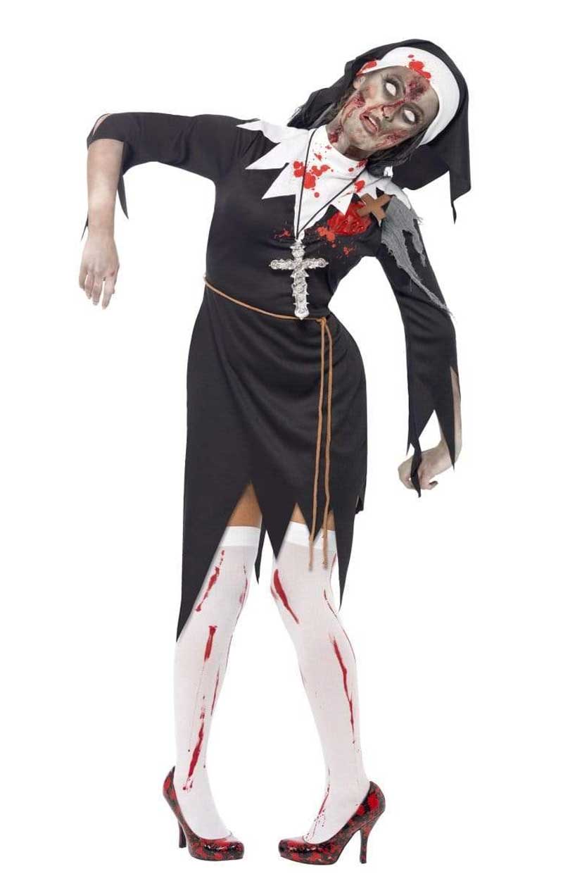 Womens Halloween Zombie Nun Costume