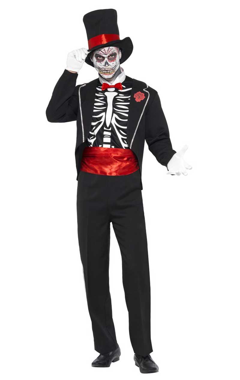 Mens Day Of The Day Skeleton Senor Costume