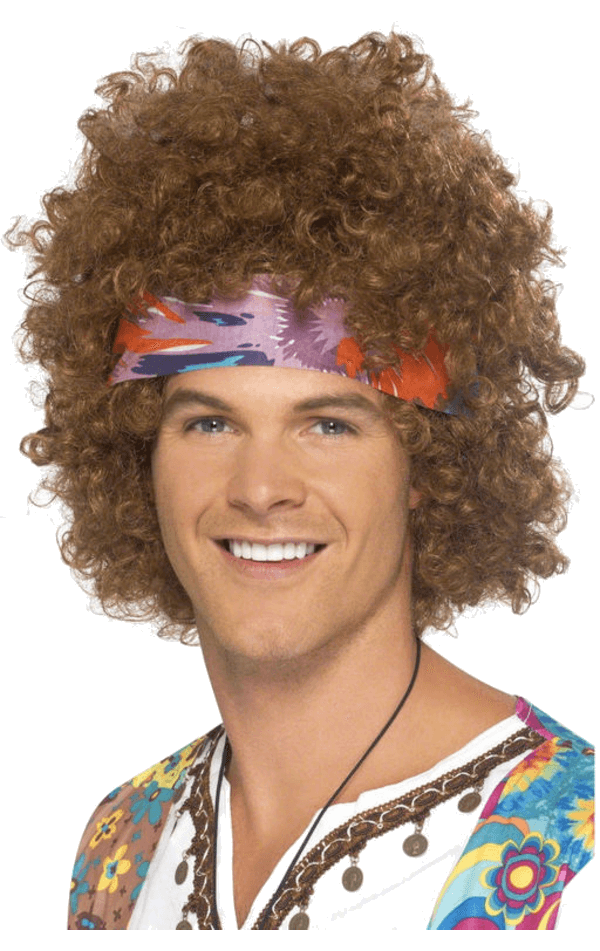 Brown Hippy Afro with Headscarf